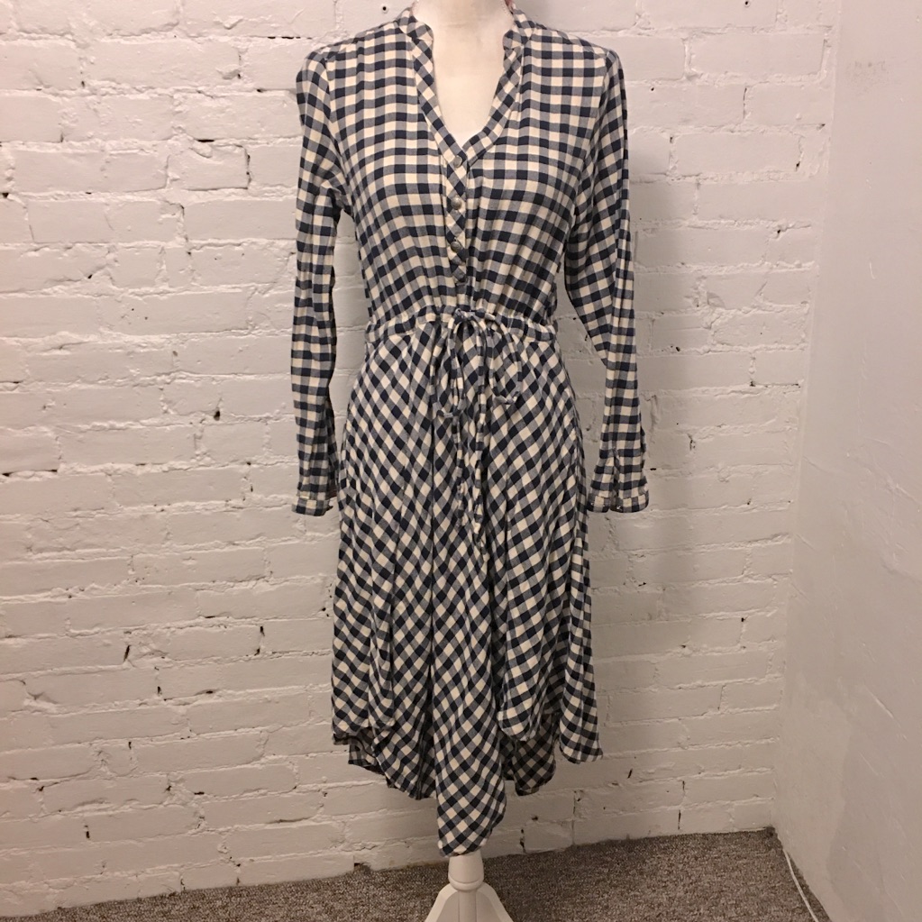 Tasha Polizzi Hanky Hem Flannel Dress B/W Buffalo Check Size M Western Country